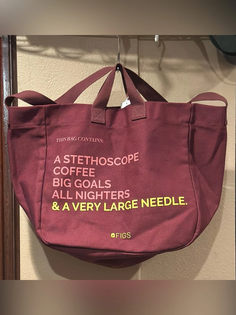 FIGS “walnut” A Very Large Needle” Tote Bag NWT